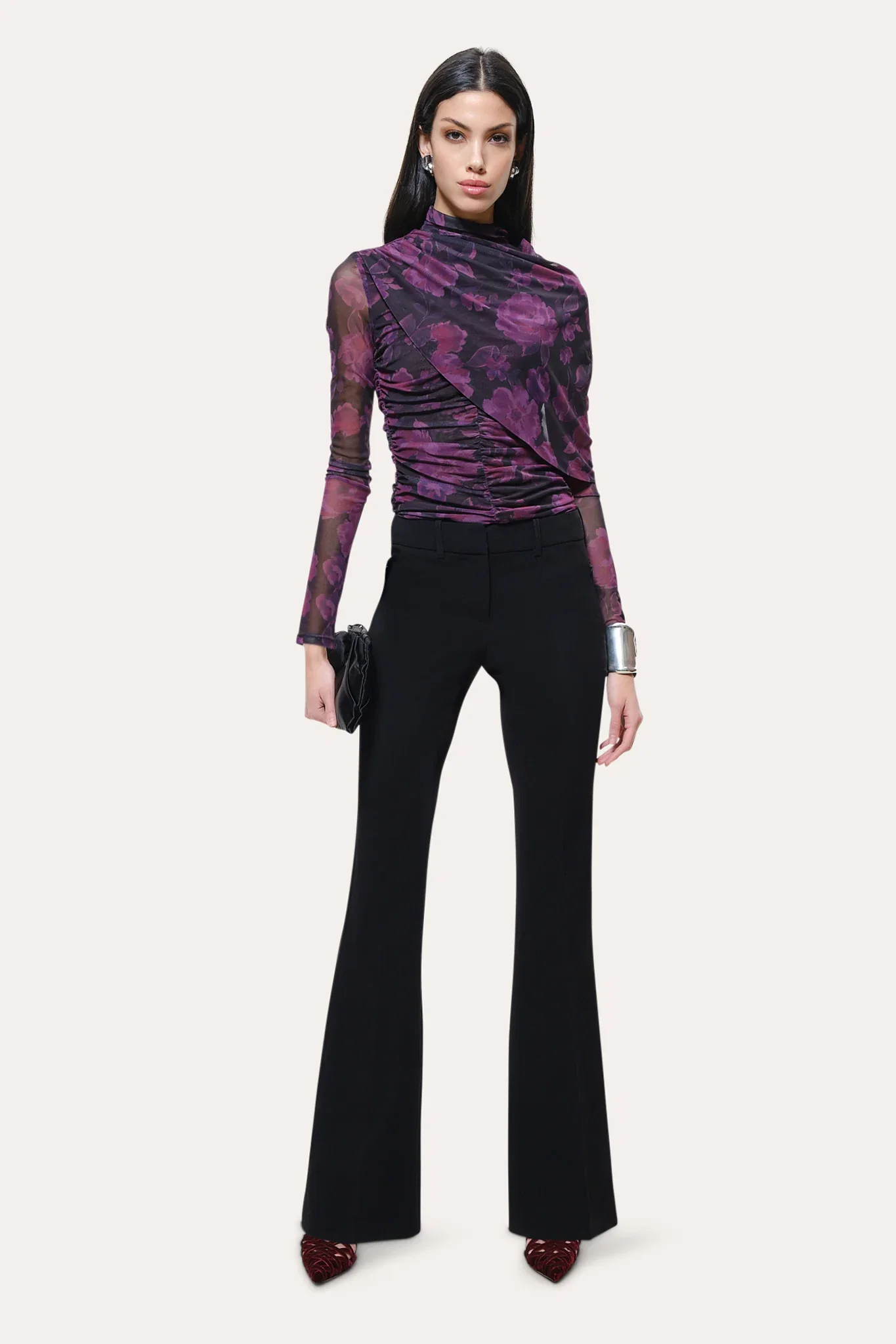Image of Georgia Ruched Mesh Top