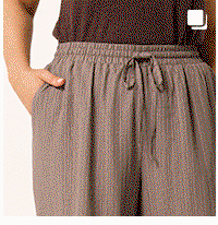 YOURS – Strukturierte Hose in Naturbraun mit weitem Bein