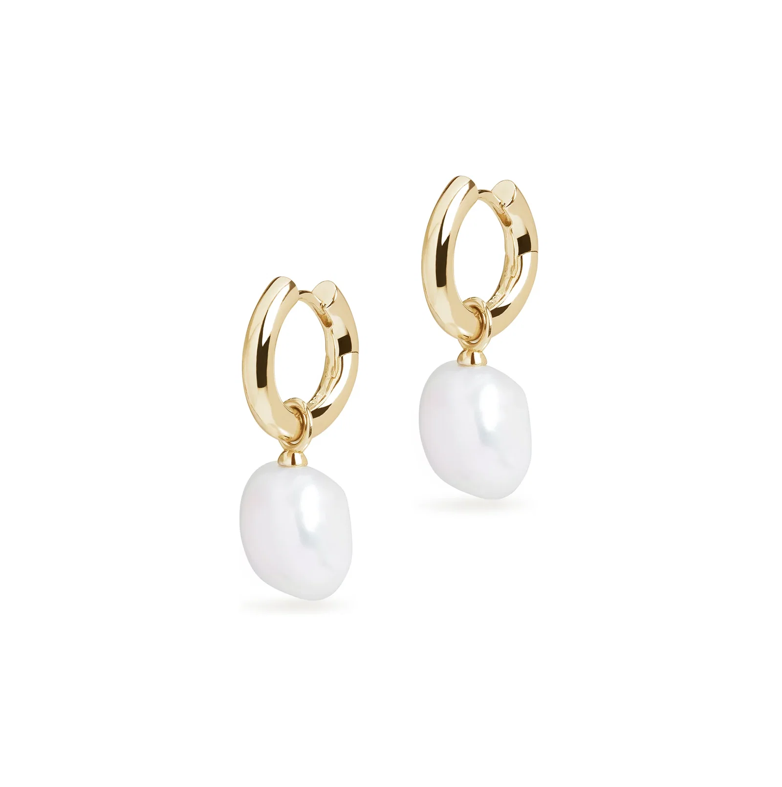Image of Small Hoop and Baroque Charm Gold Earring Set