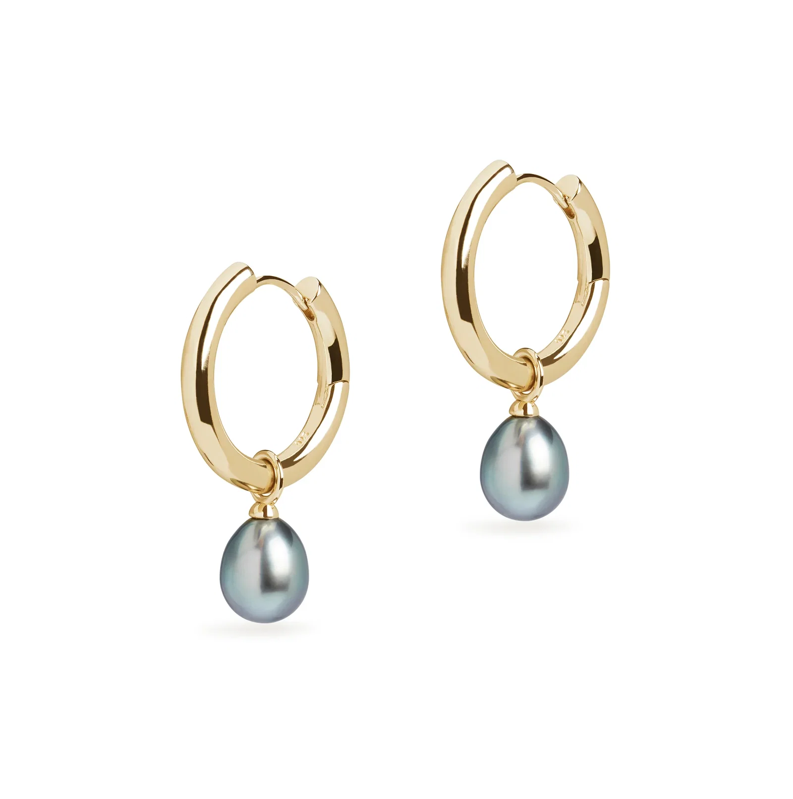 Image of Midi Hoop and Tahitian Pearl Charm Earring Set
