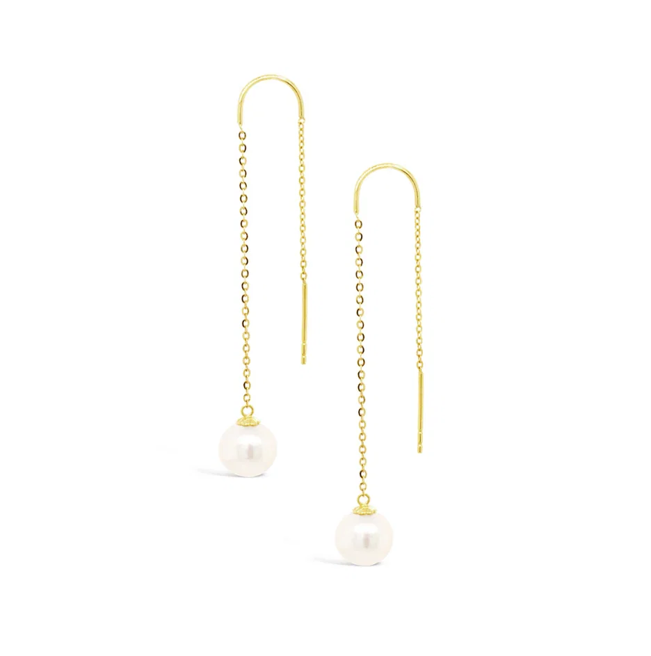 Image of Oh So Fine Drop Pearl Earring 18ct
