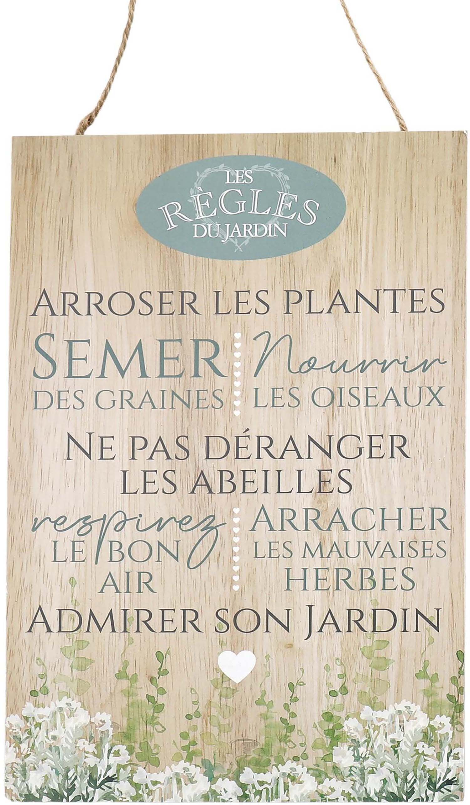 Image of Plaque en bois Règles du jardin 20 x 30 cm