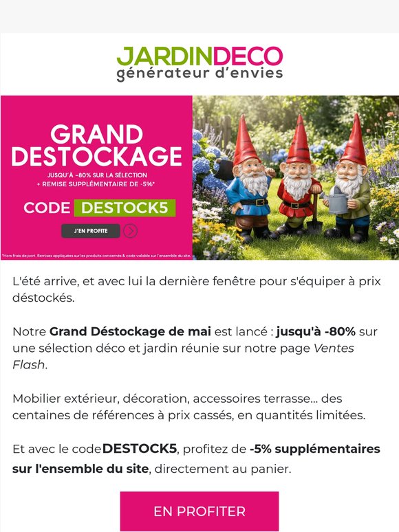 🔥 GRAND DESTOCKAGE : jusqu’à -80% avant l’été !