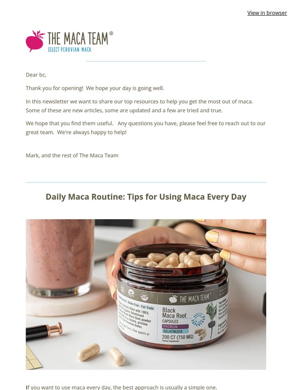 Getting More From Your Maca Routine