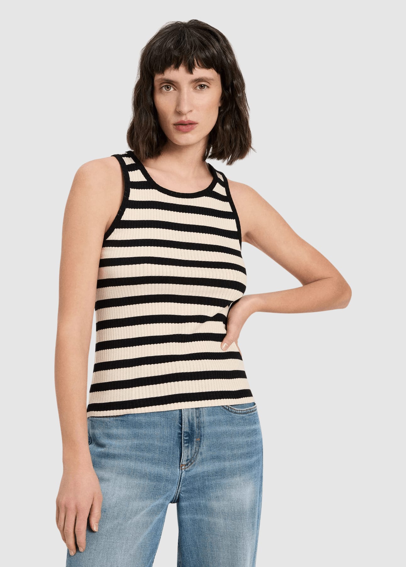 Tanktop Mit Streifen Black Creme