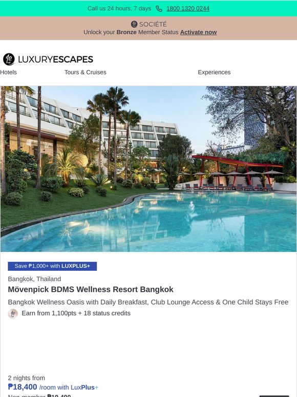 Bangkok Oasis w. Daily Breakfast, Club Access & One Child Stays Free