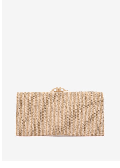 clutch beige tejido