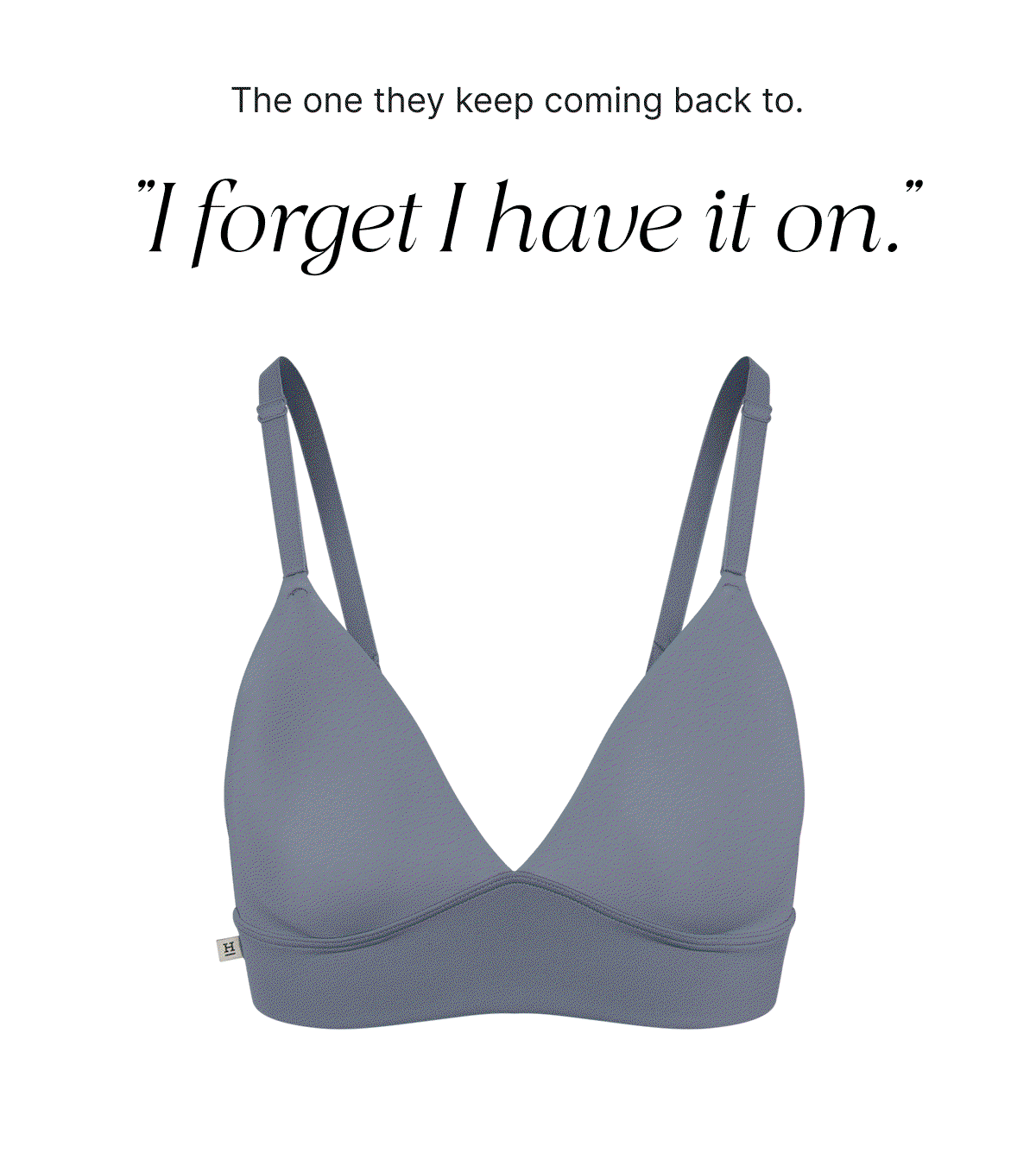 The one they keep coming back to. Gif of Bliss bras showing the range of silhouettes and colors.