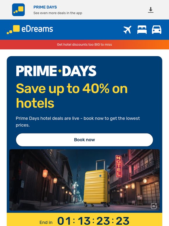 💥 Prime Days: Up to 40% off hotels