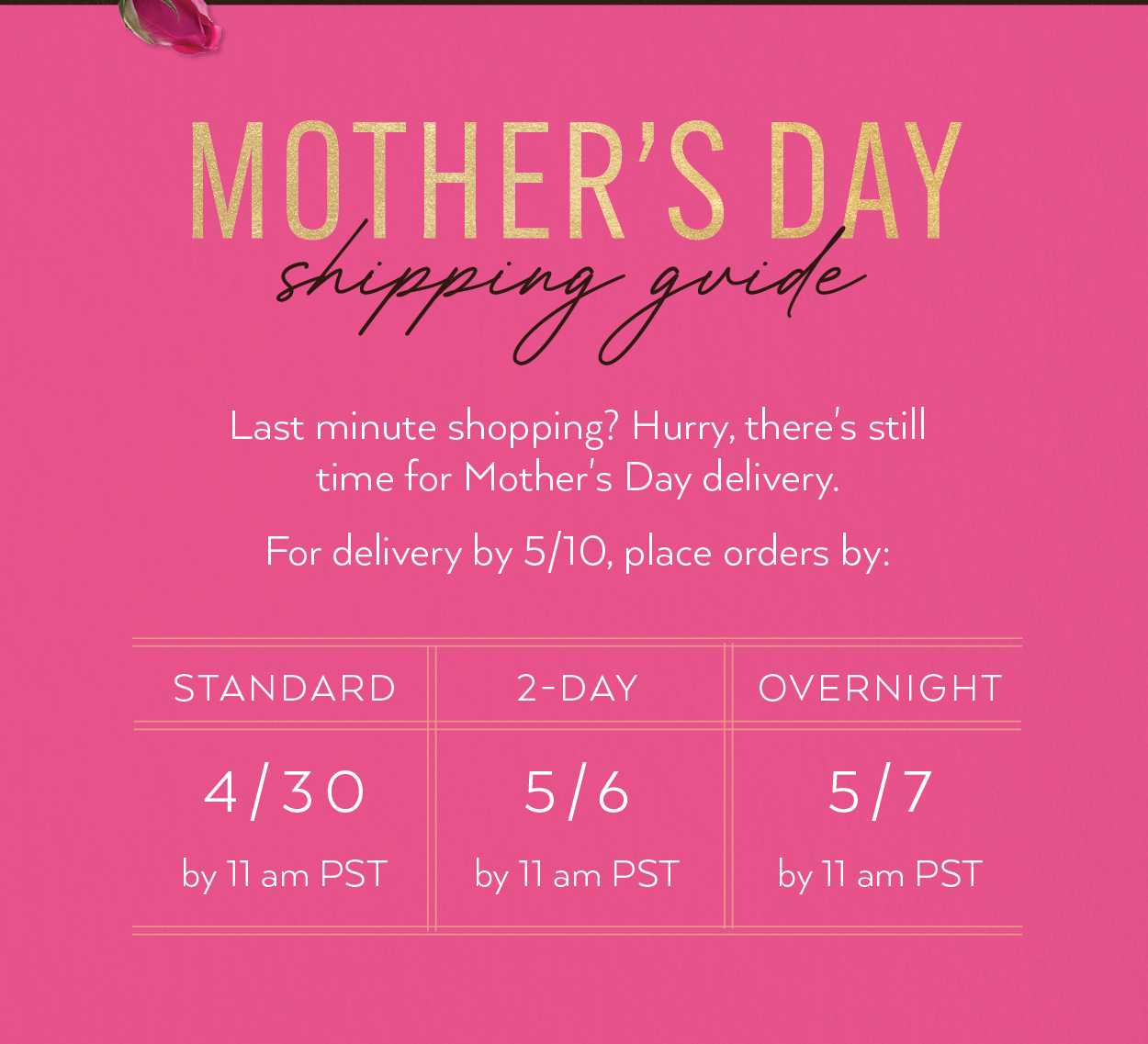 Mother's Day Shipping Guide