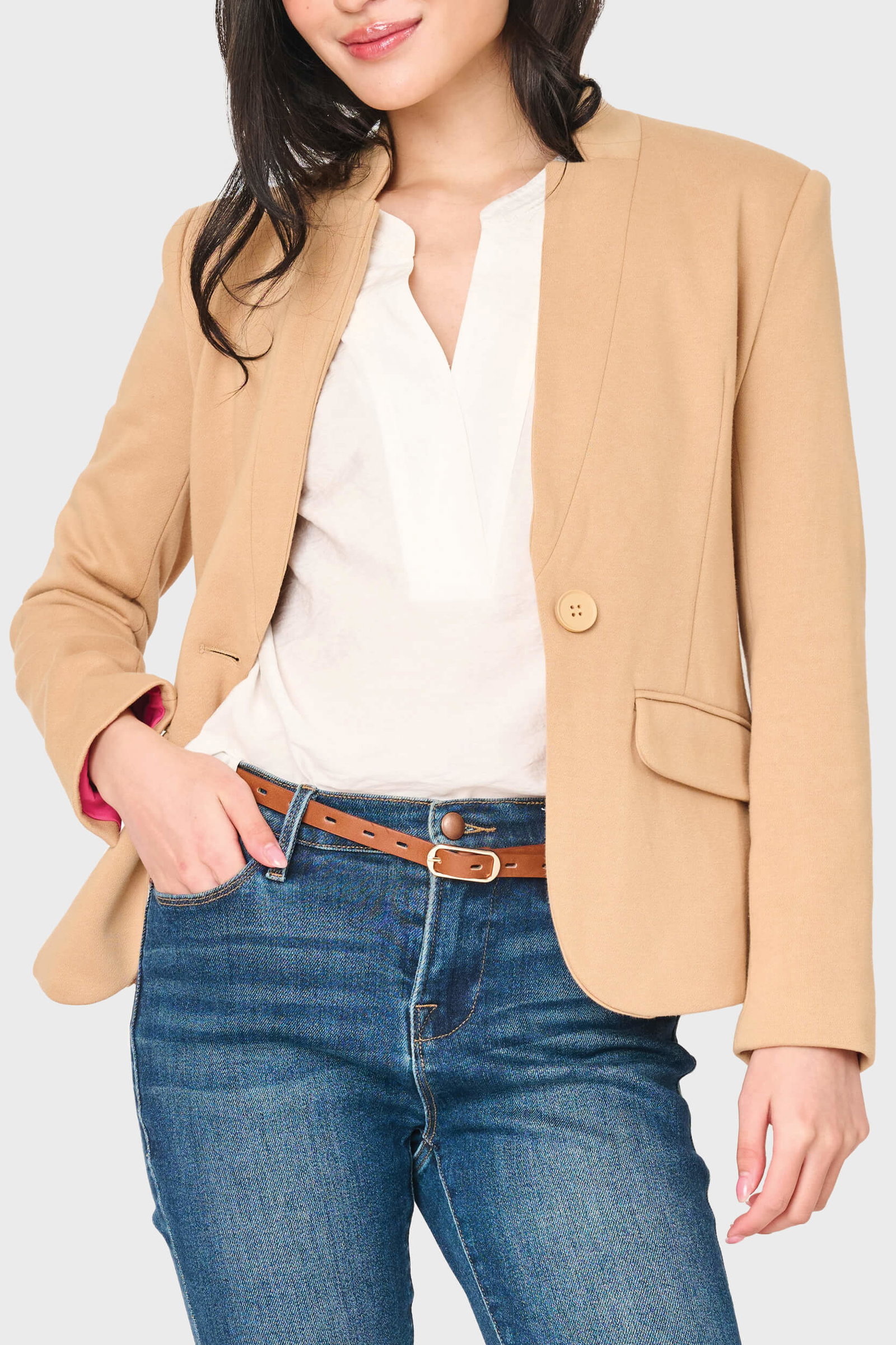 Image of Notch Collar Blazer in Cappuccino