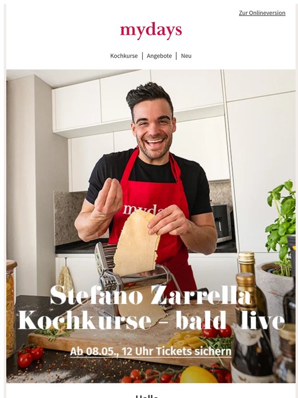 Morgen verfügbar: Kochkurse mit Stefano Zarrella!
