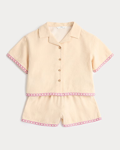 2 Piece Pure Cotton Palm Tree Outfit in Ecru