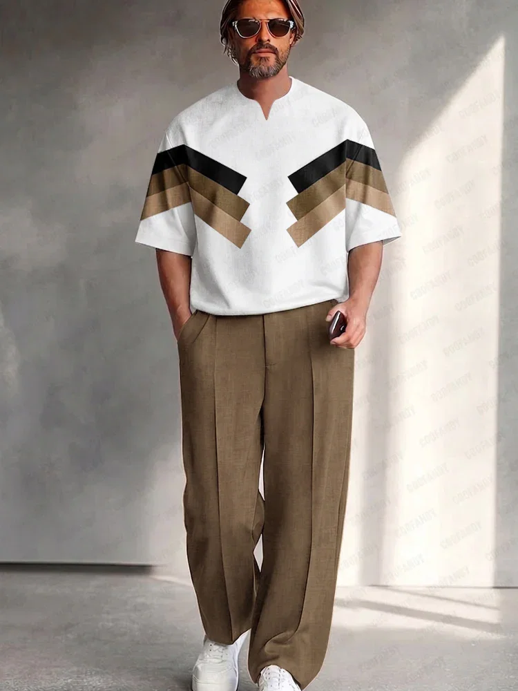 Image of Urban Relaxed Fit Colorblock T-Shirt Pants Set