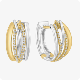 EFFY Diamond Two Tone Hoops in 14k Yellow Gold