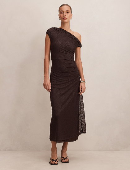 Paris Lace Asymmetric Midi Dress