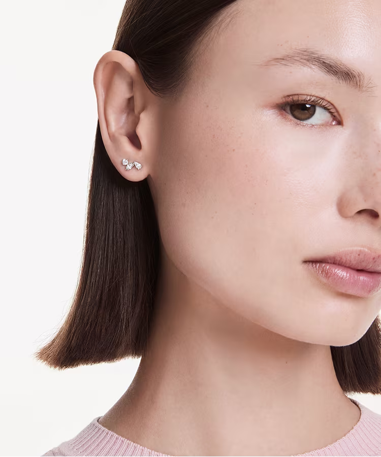 Le mannequin porte des clous d’oreilles Galaxy