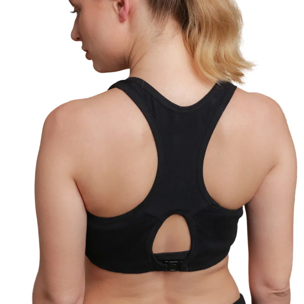 Image of Cottonique 100% Organic Cotton Racerback SPORTS Bra for Eczema