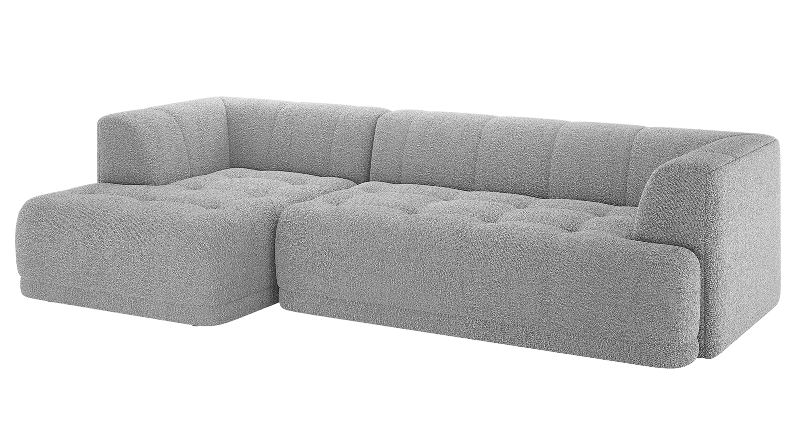 Averill 4 Seater Boucle Fabric Chaise Sofa in Grey
