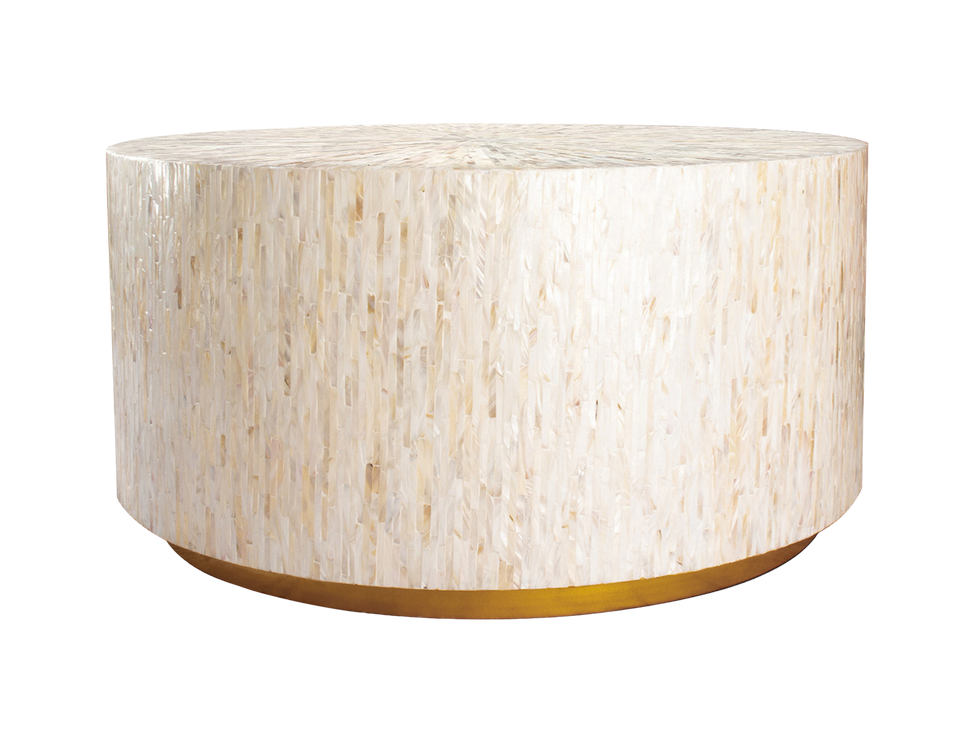 Bisera 91cm Mother of Pearl Inlay Coffee Table in Cream