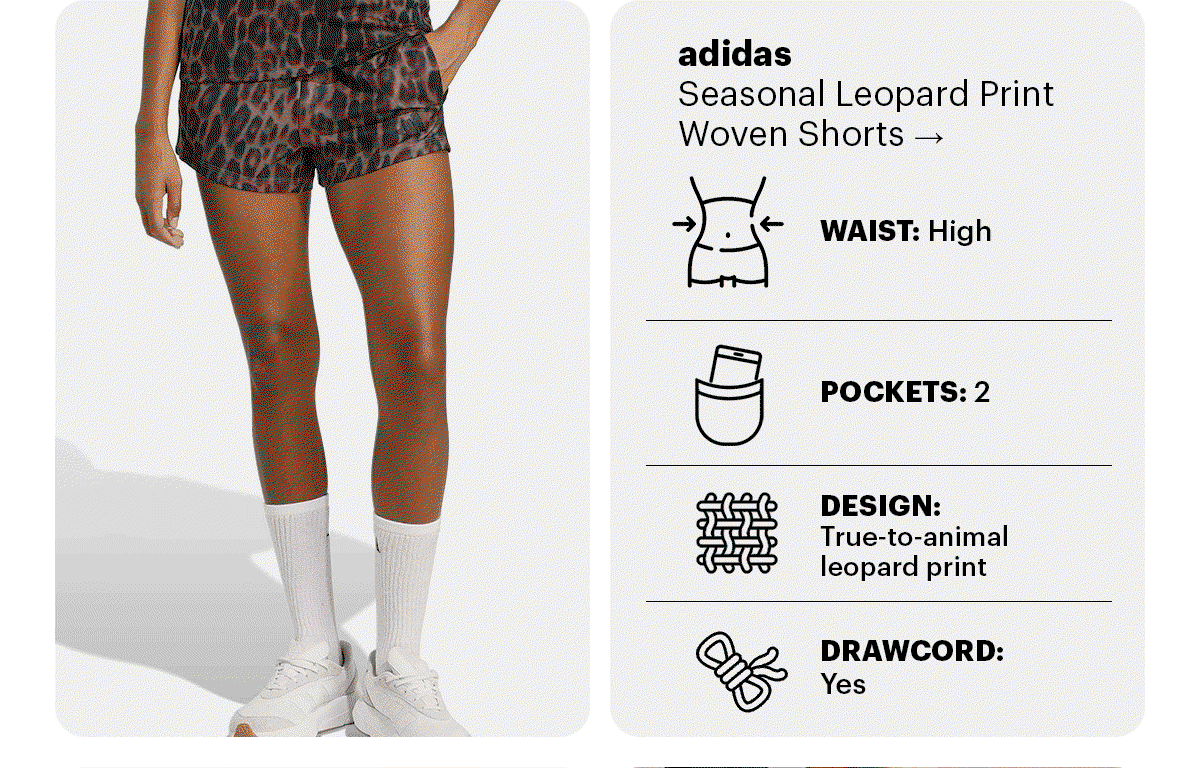 adidas - Seasonal Essentials Leopard Print Woven Shorts with 3-Stripes