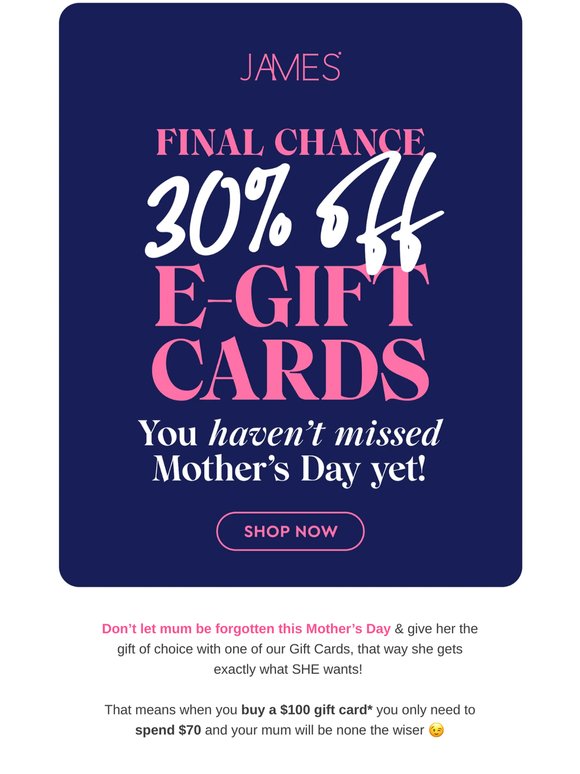 30% off Gift Cards