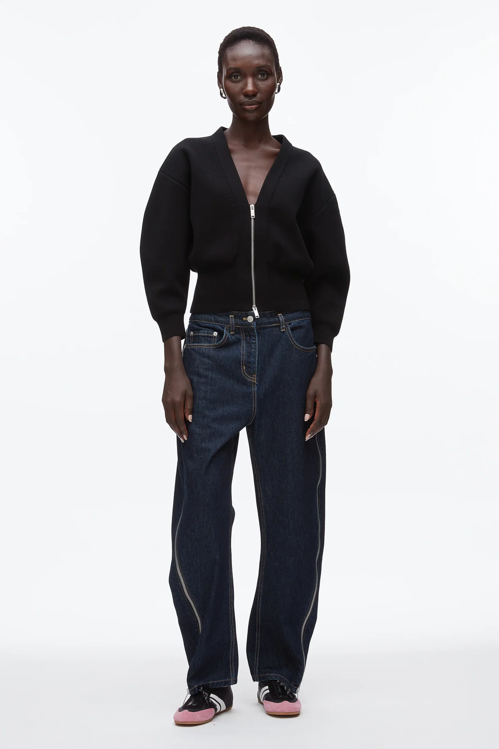 Image of Round Sleeve Zip Cardigan