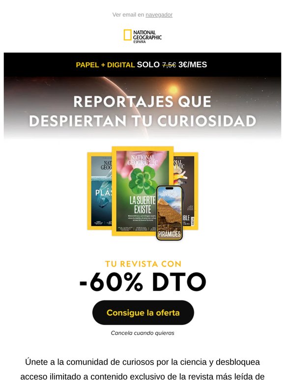 ¡Por tiempo limitado! Papel + digital solo 3€/mes