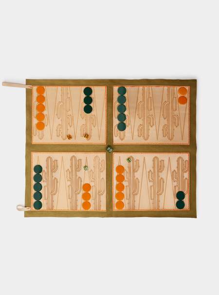 Cactus Leather Travel Backgammon Set