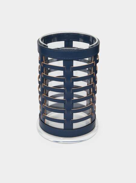 Barcelona Water-Resistant Leather Small Hurricane Candle Holder