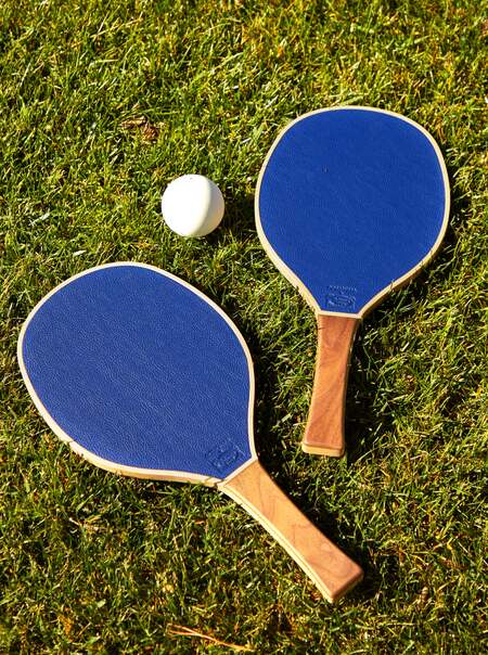 Leather, Maple and Walnut Rackets with Ball