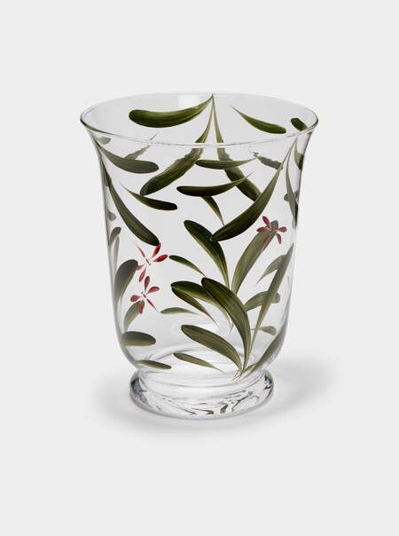 Dragonfly Hand-Painted Crystal Hurricane Candle Holder