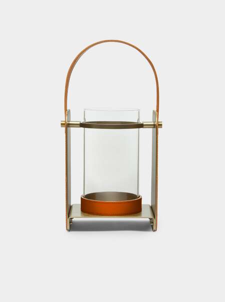 Lumen Glass and Leather Small Lantern