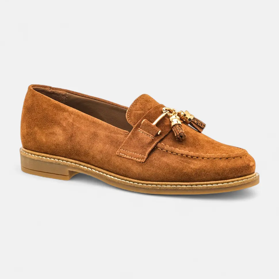 Mocassins Femme en cuir cognac
