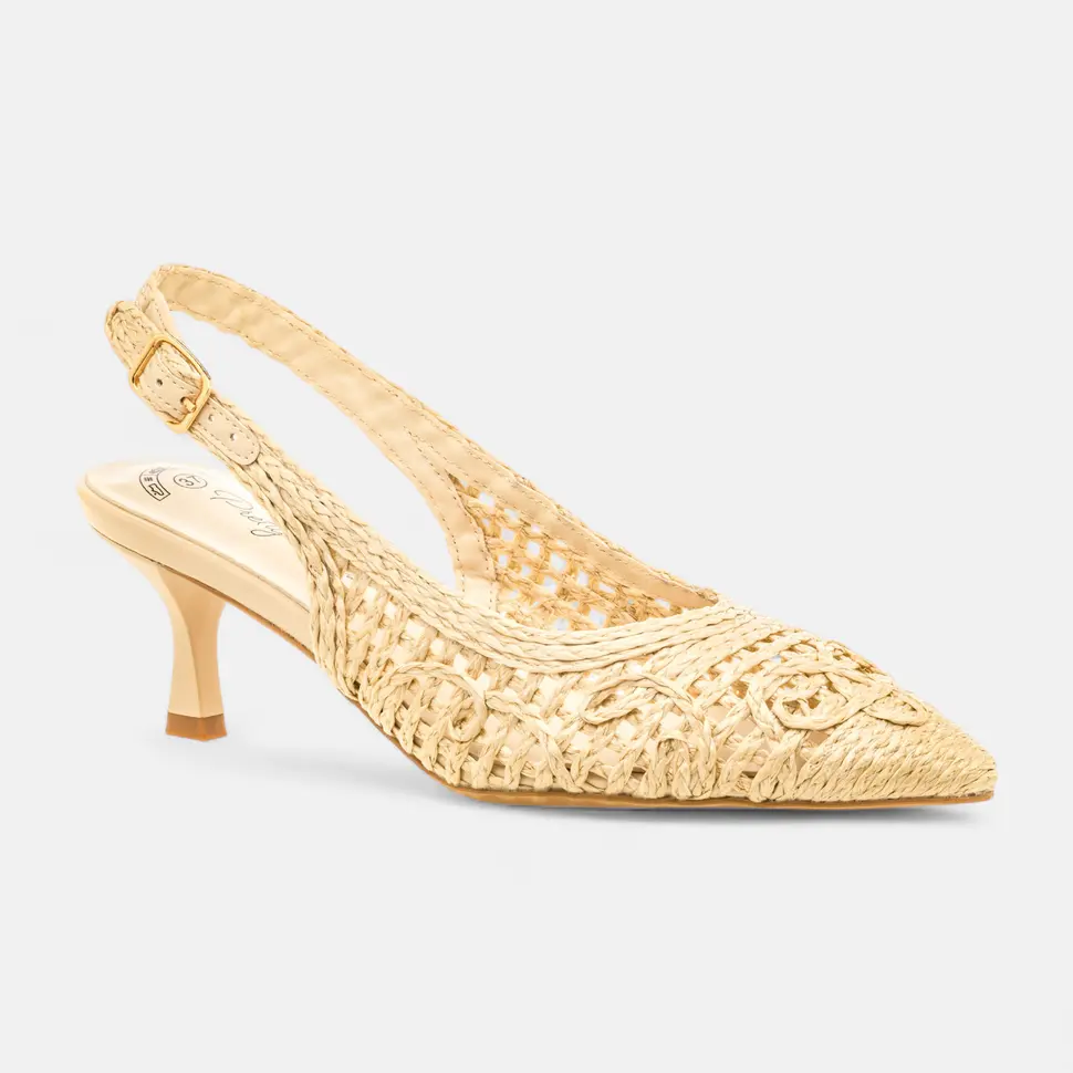 Escarpins avec bride arrière à talon Femme beige