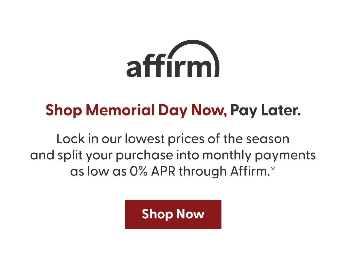 Shop Memorial Day Now, Pay Later.