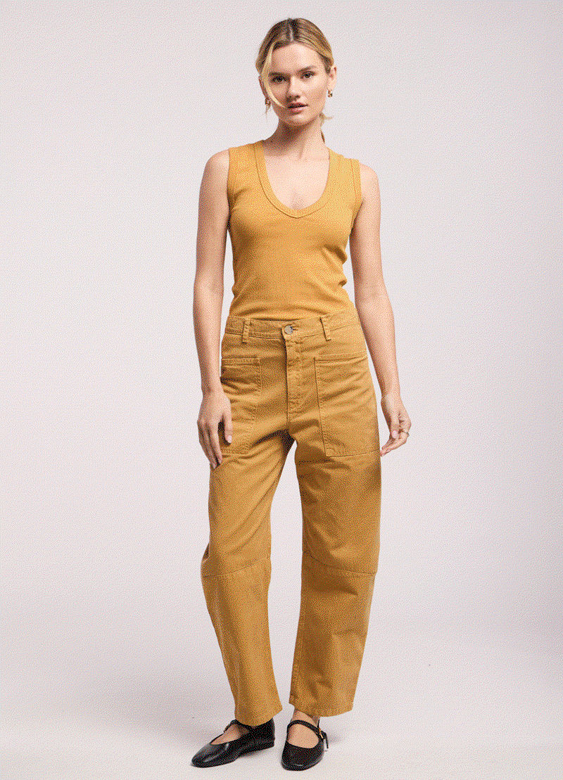 GIF of 3 models wearing: Amber Tee and Sutton Short, Renna Tank and Camber Pant, and Demi Tank and Brylie Pant. 