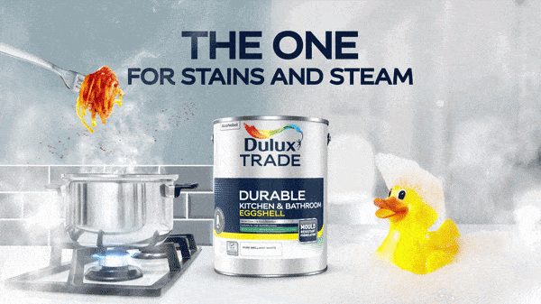 NEW Dulux Trade Durable Kitchen and Bathroom Eggshell Paint