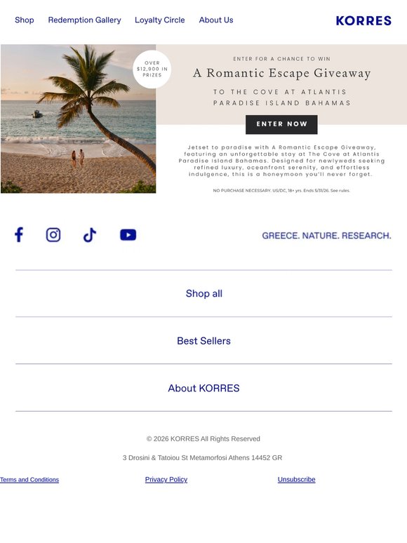 Win a romantic escape to The Cove, Atlantis Bahamas