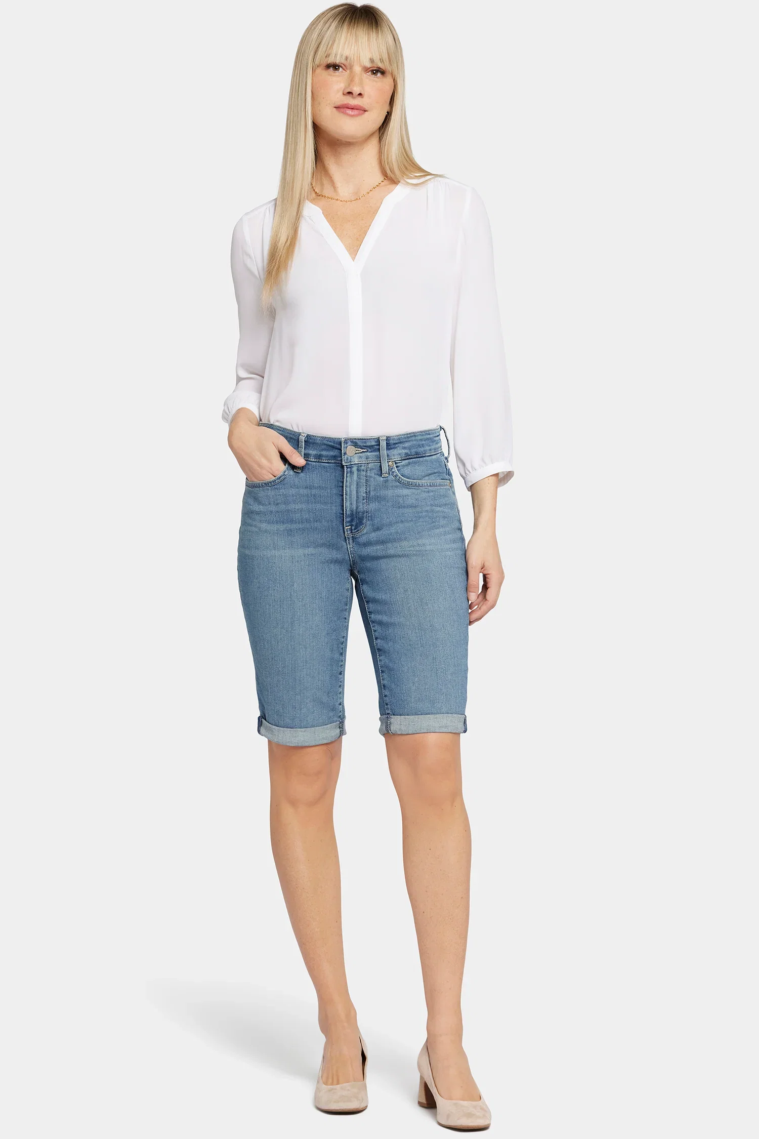 Image of Briella 11 Inch Denim Shorts - Heyburn Wash