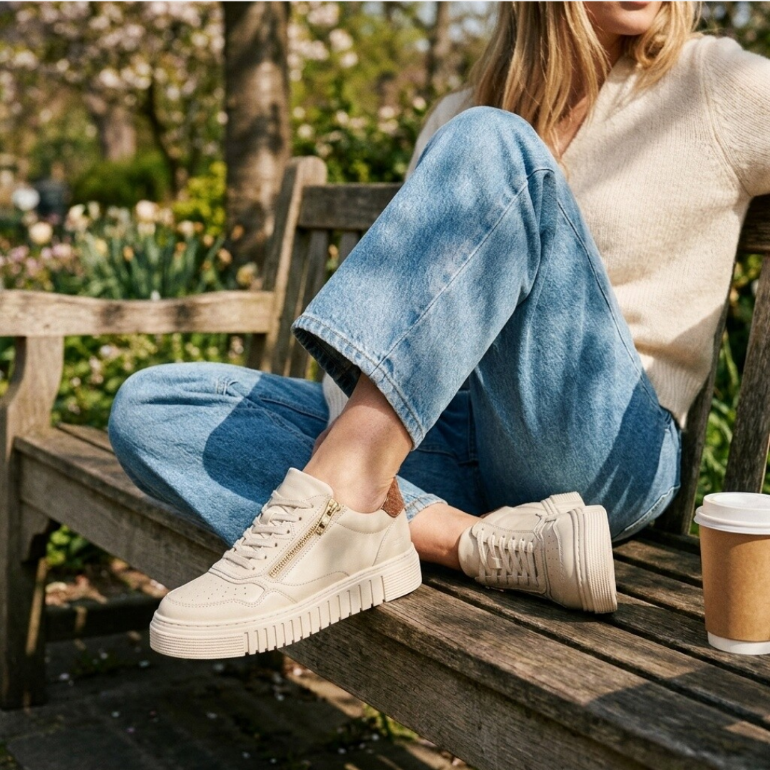 Aqa Sneakers wit Leer