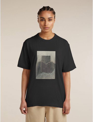 Women's Merino 150 Tech Lite Short Sleeve Relaxed Tee Mountain Shift - Black / L