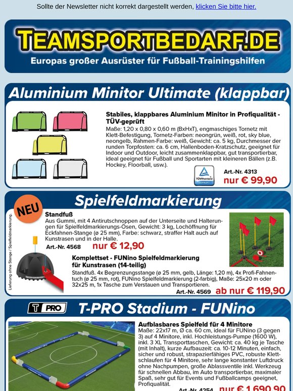 FUNino - Minitore und Spielfeldmarkierungen