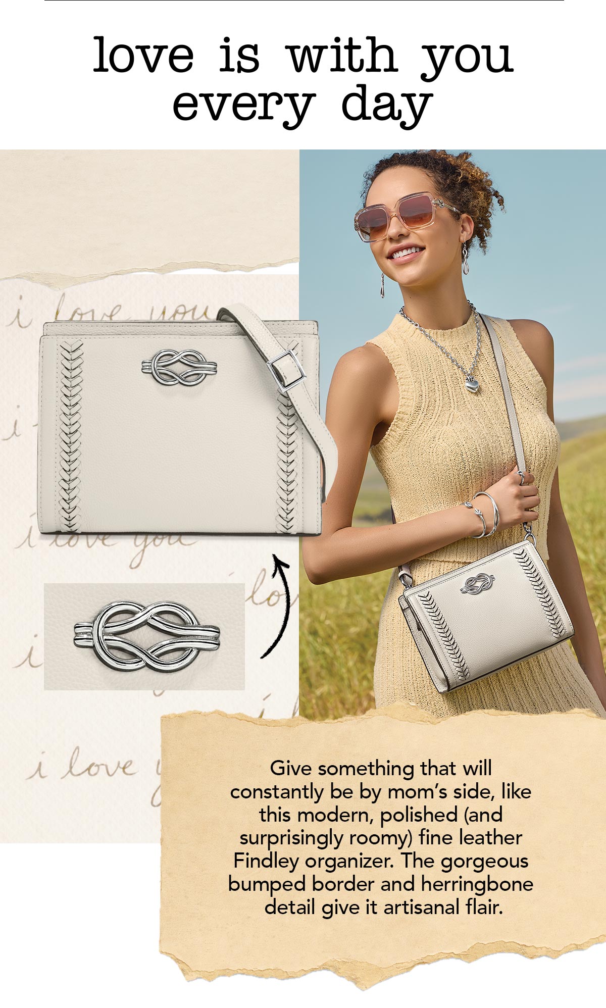 Love Is With You Every Day - Give something that will constantly be by mom's side, like this modern, polished (and surprisingly roomy) fine leather Findley organizer. The gorgeous bumped border and herringbone detail give it artisanal flair. - Shop Now