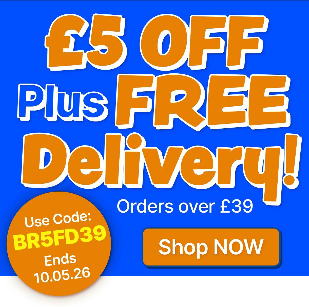 £5 Off + Free Delivery	