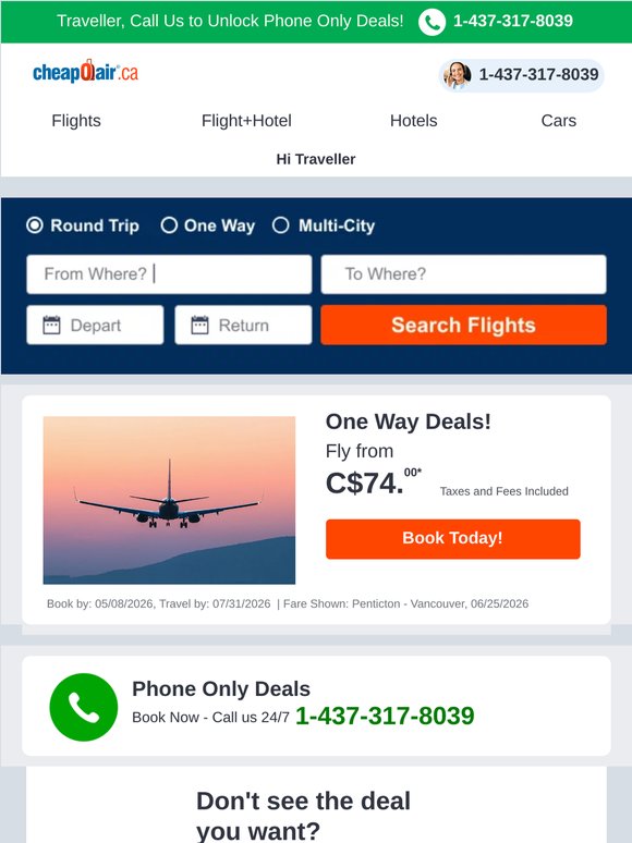 ✈ One Way Deals Under C$90