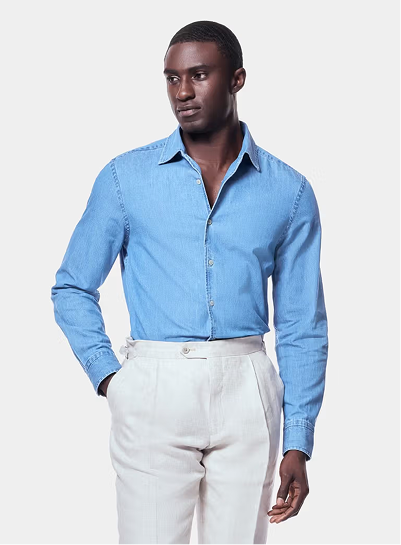 Slim Fit Light Blue Denim Shirt