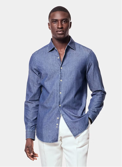 Slim Fit Blue Denim Shirt