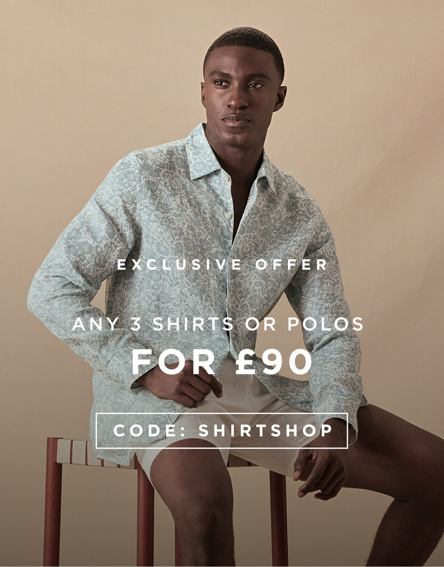Exclusive Offer | Any 3 Shirts Or Polos for £90 | Code: SHIRTSHOP