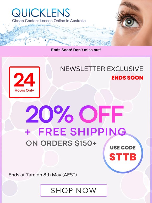 FEW HOURS LEFT! 20% OFF + FREE SHIPPING! 🔥
